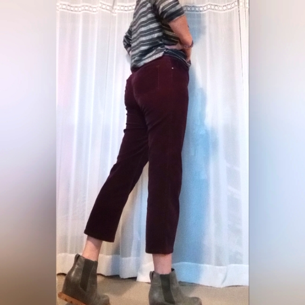 TAHARI Burgundy Corduroy 3/4 Jeans